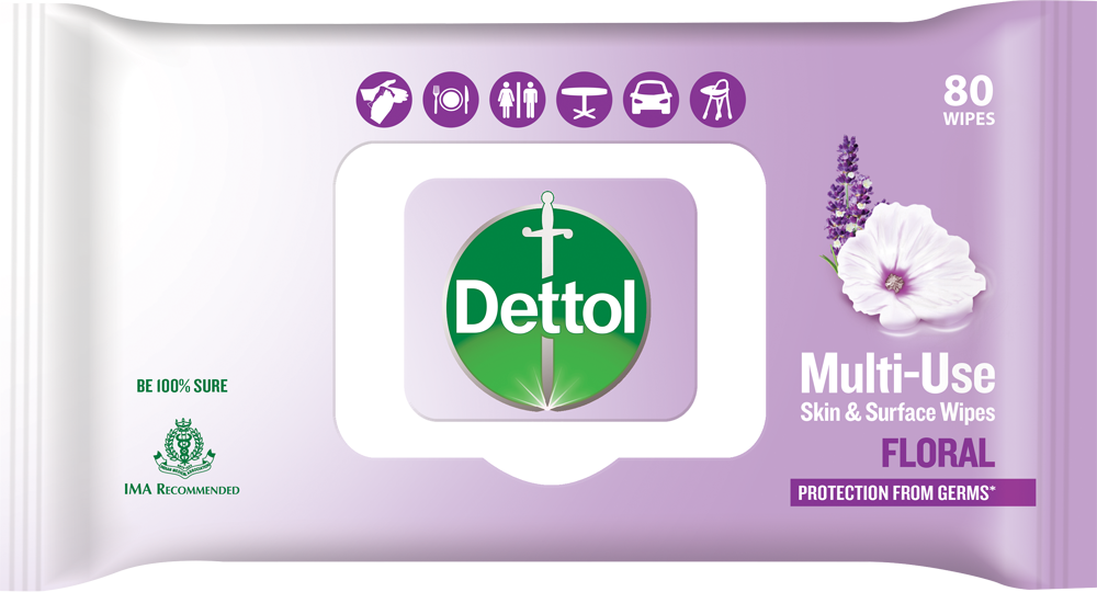 Dettol Multi-Use Skin & Surface Wipes Floral